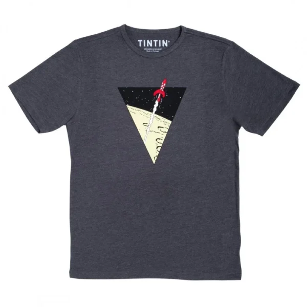 T-shirt Tintin « Triangle fusée » gris foncé