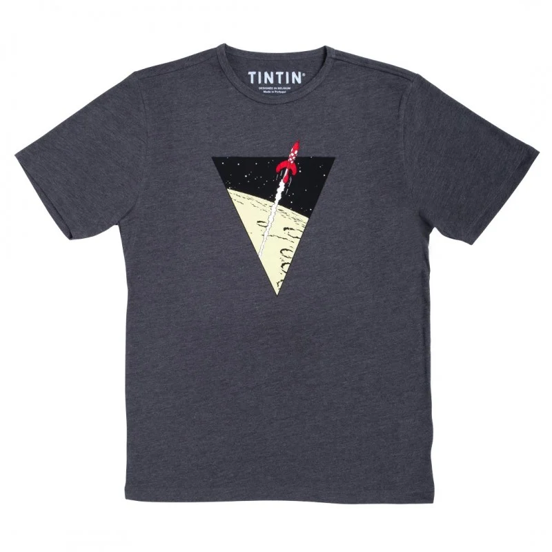 T-shirt Tintin « Triangle fusée » gris foncé