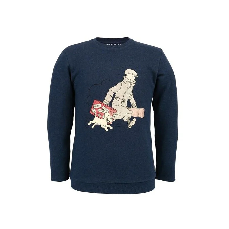 Sweat-shirt Tintin « Ils arrivent » bleu foncé